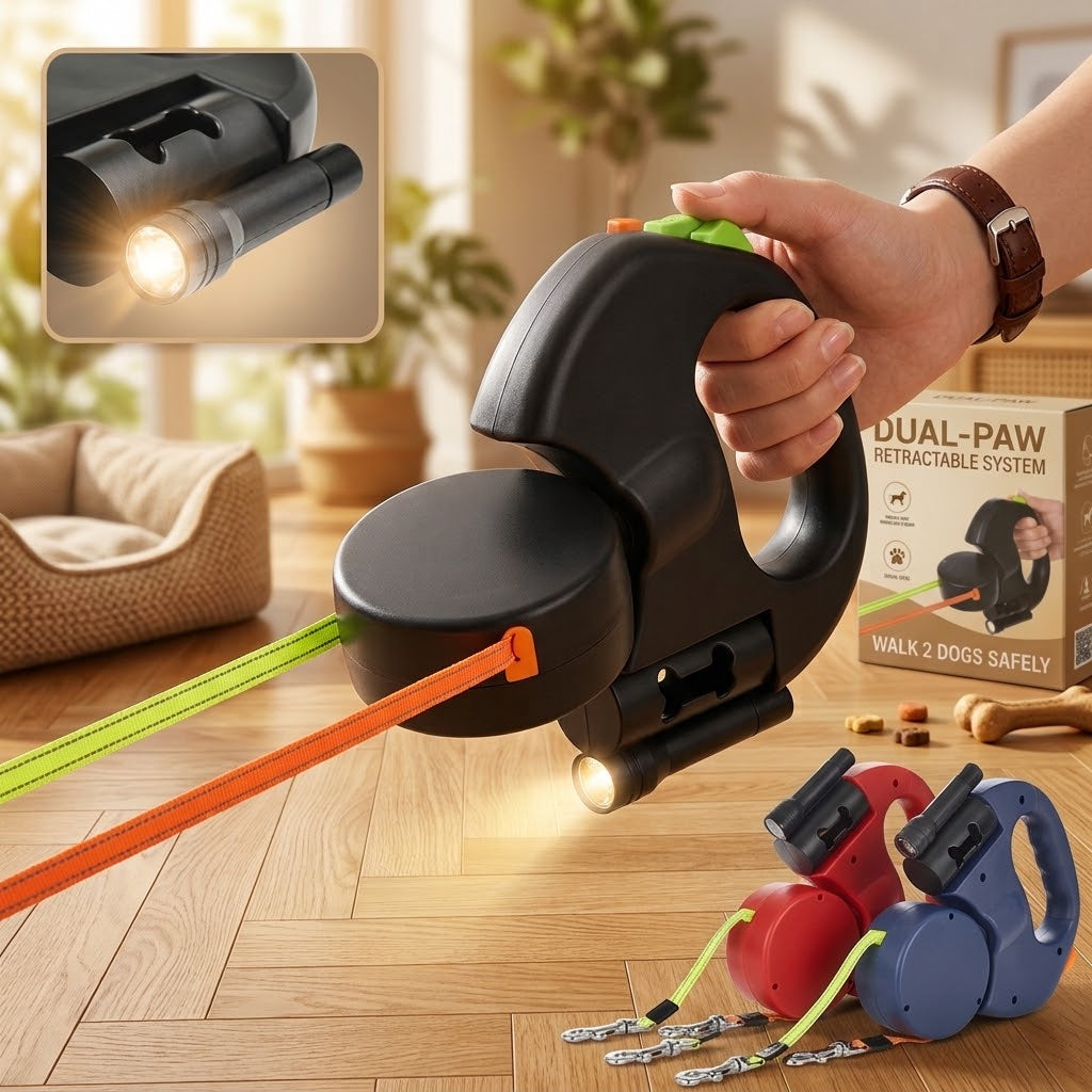 Retractable LED Dog Leash 2in1