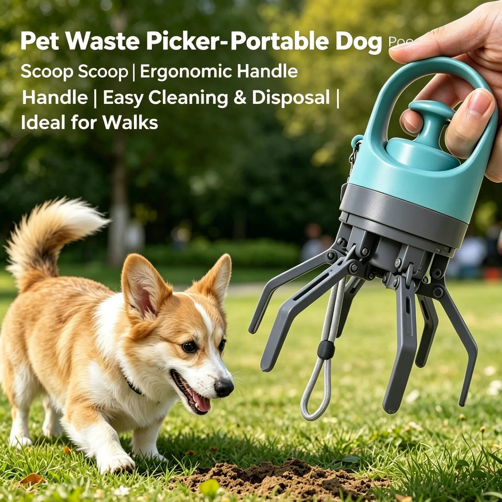 Pet Waste Picker - Portable Dog Poop Scoop with Ergonomic Handle for Easy Cleaning and Disposal - Ideal for Walks and Outdoor Activities
